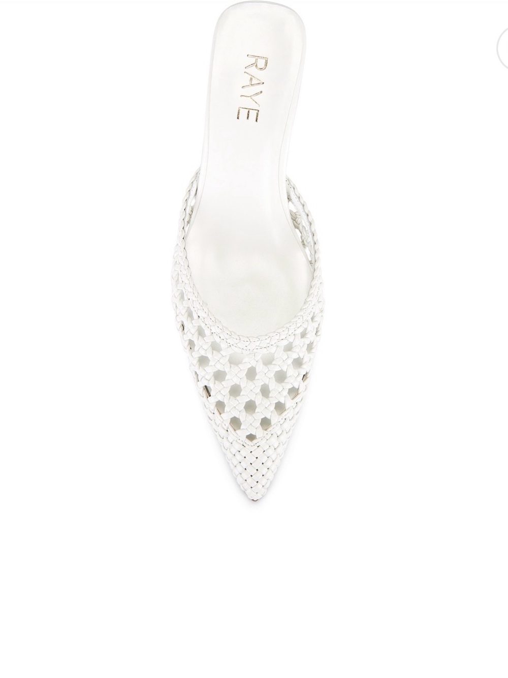 RAYE White Woven Pointed Slip-On Mule